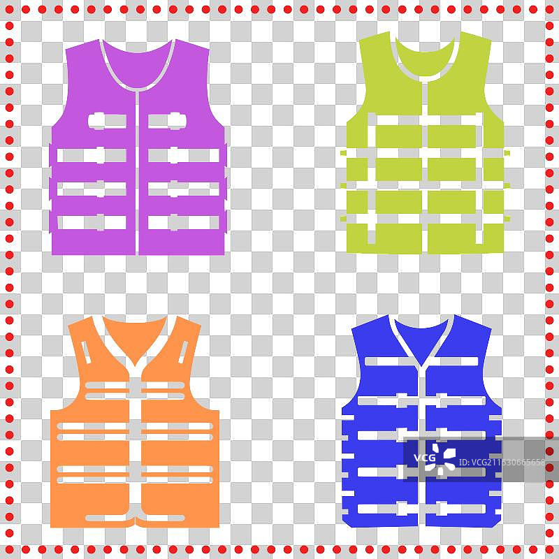 彩色安全背心剪影合集图片素材