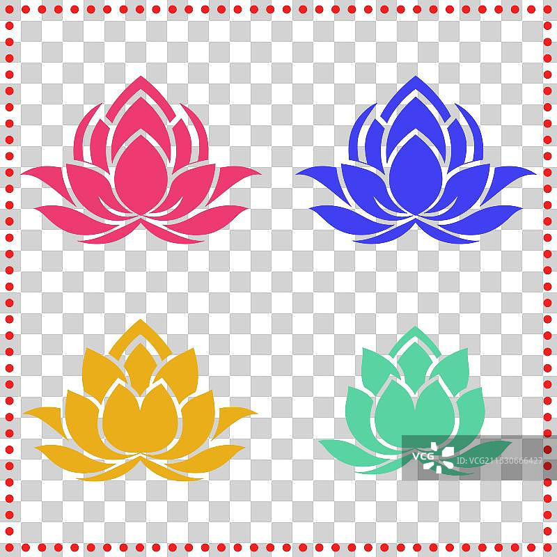 优雅的莲花以四种不同的色调呈现图片素材