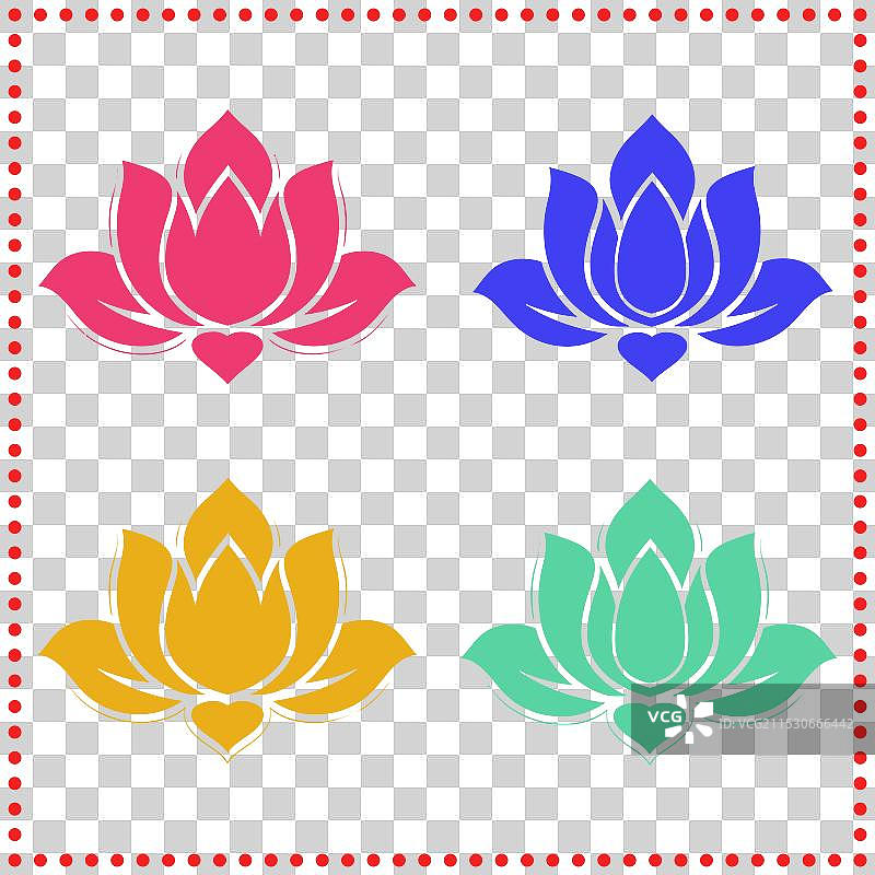 色彩斑斓的对称莲花图标图片素材