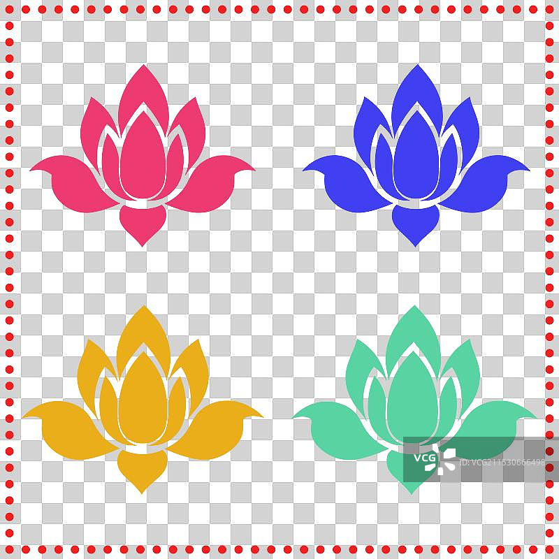 四种颜色的优雅莲花与图片素材