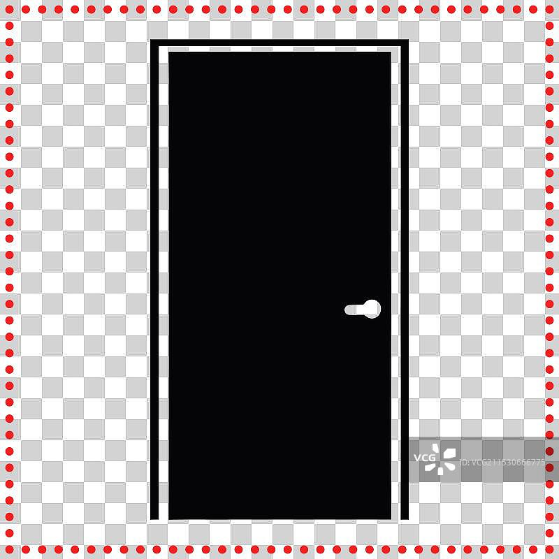 黑白色简单的关门轮廓图片素材