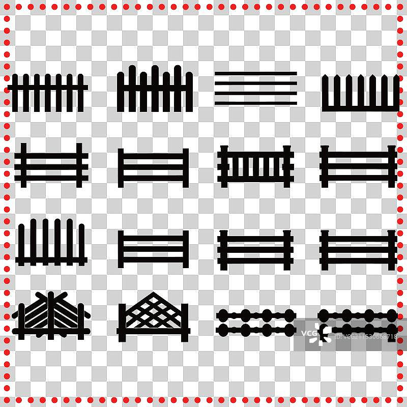 围栏图标集，适合园艺、农业等用途图片素材