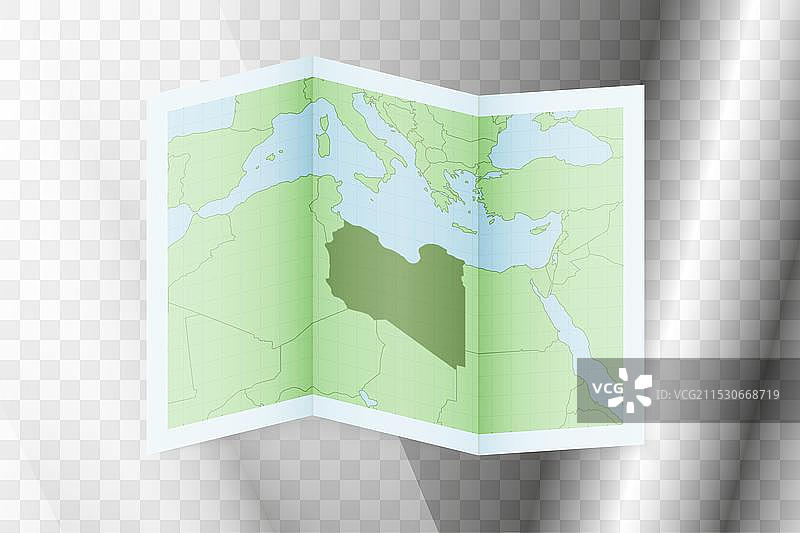 利比亚地图折叠纸上印有利比亚地图图片素材