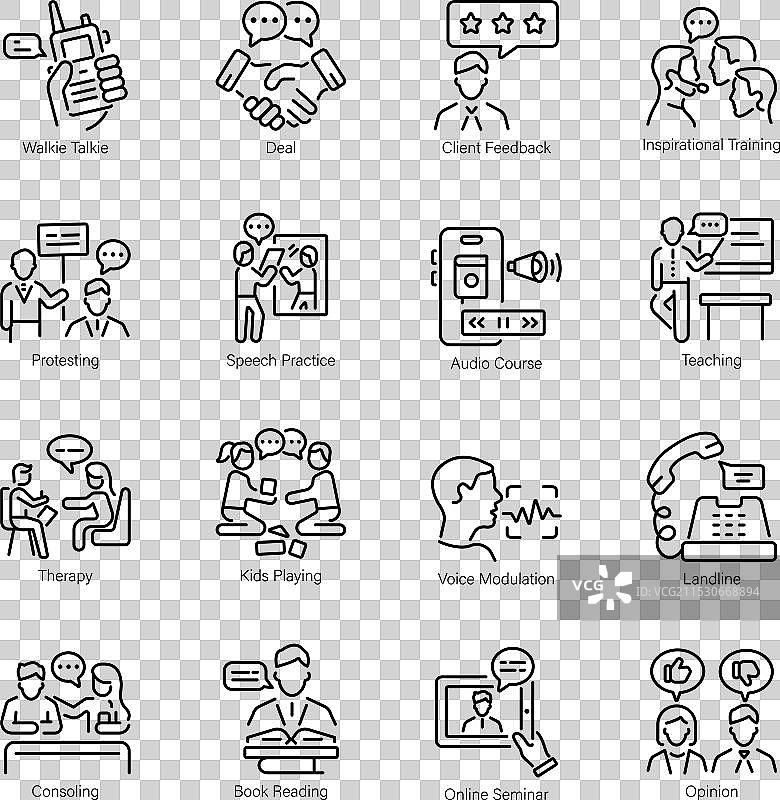 对话大纲风格图标的集合图片素材