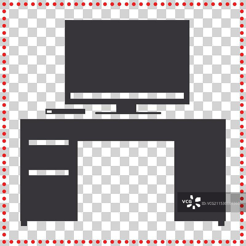 简约的办公桌轮廓，配有显示器图片素材