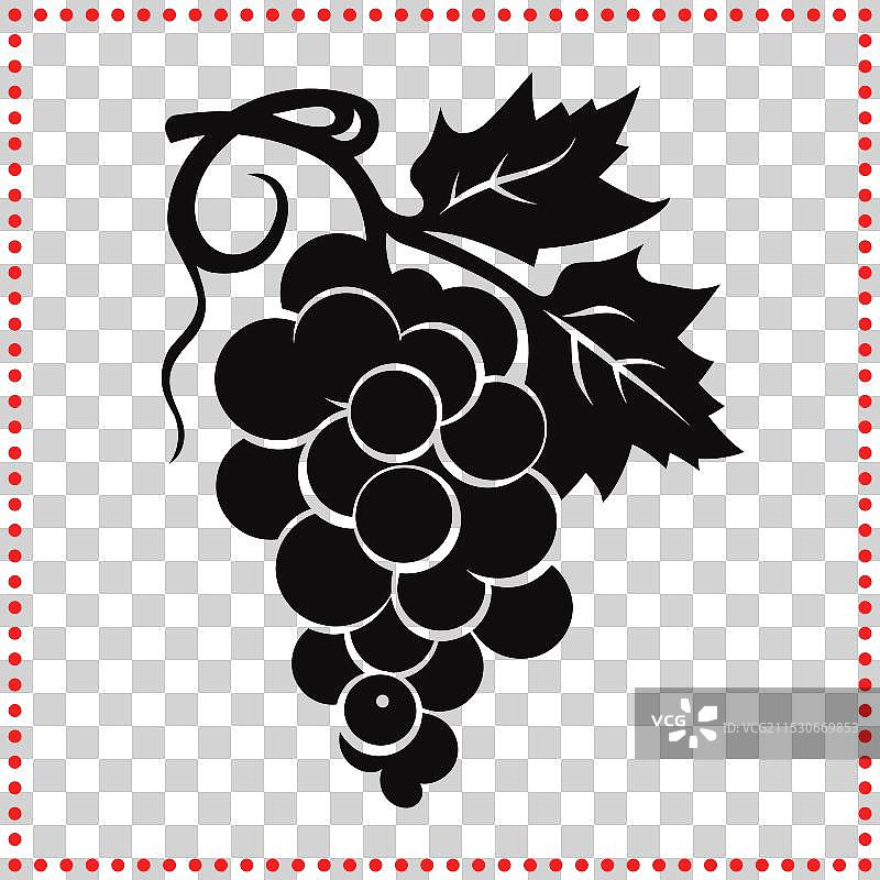 葡萄串与叶子的剪影风格图片素材