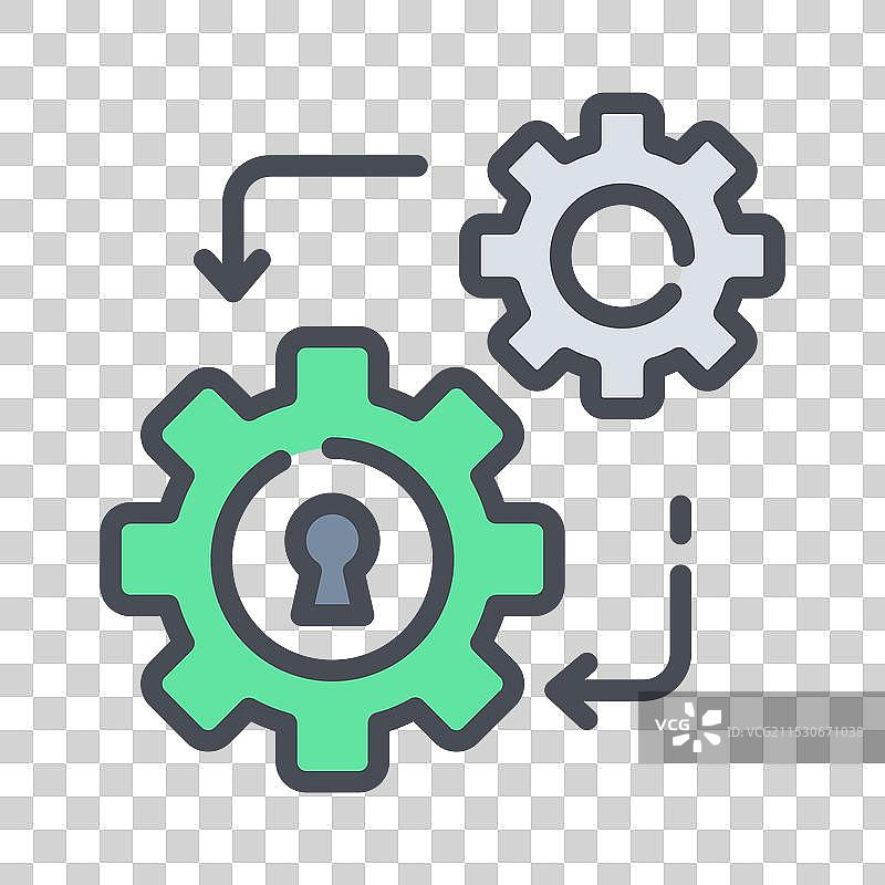 安全管理图标，带齿轮和锁定设置图片素材