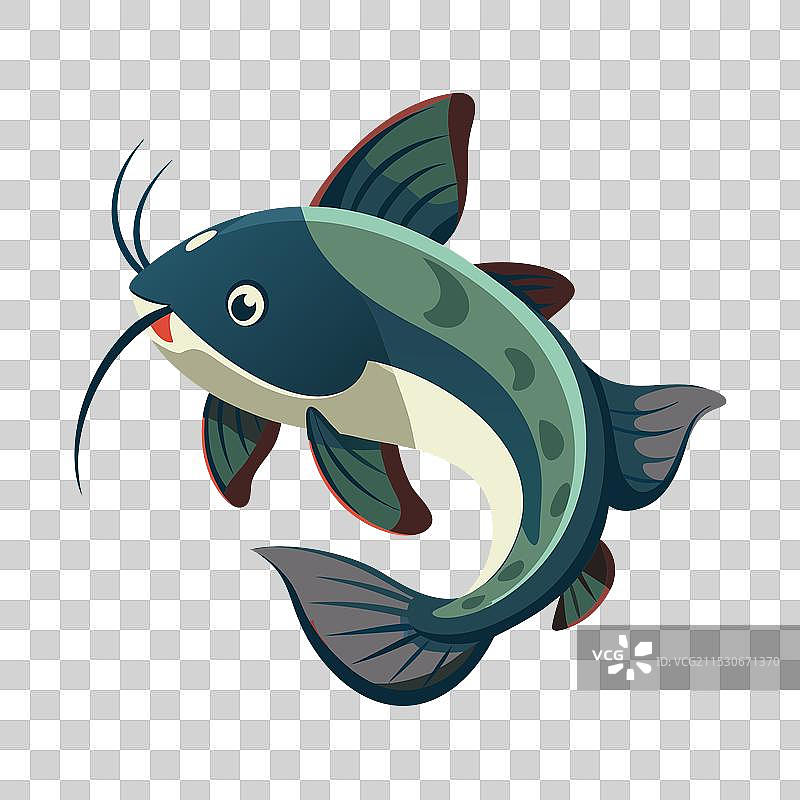 现代鲶鱼剪影风格，黑色背景图片素材