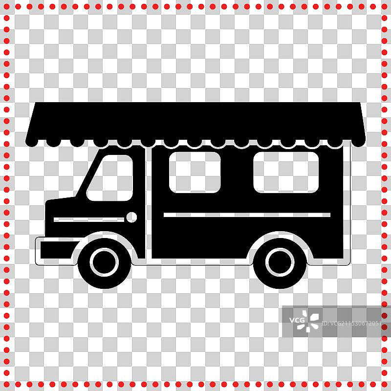 食品卡车剪影，适用于快闪食品活动图片素材