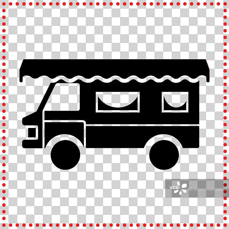 街头食品市场的餐车剪影图片素材