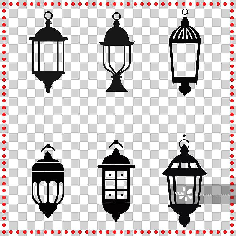 传统和乡村风格的灯笼剪影图片素材