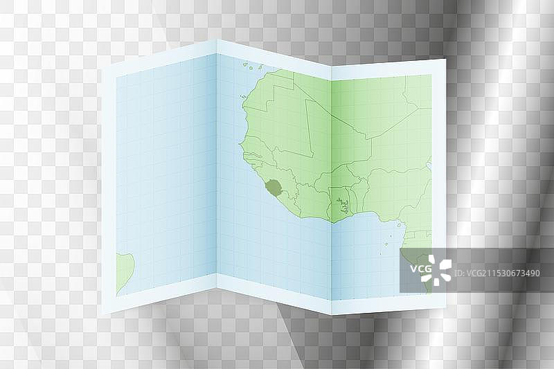 折叠的塞拉利昂地图纸上印有塞拉利昂图片素材