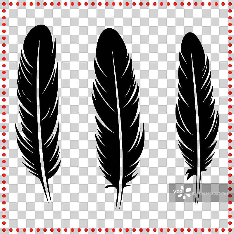 自然灵感的黑色羽毛剪影图片素材