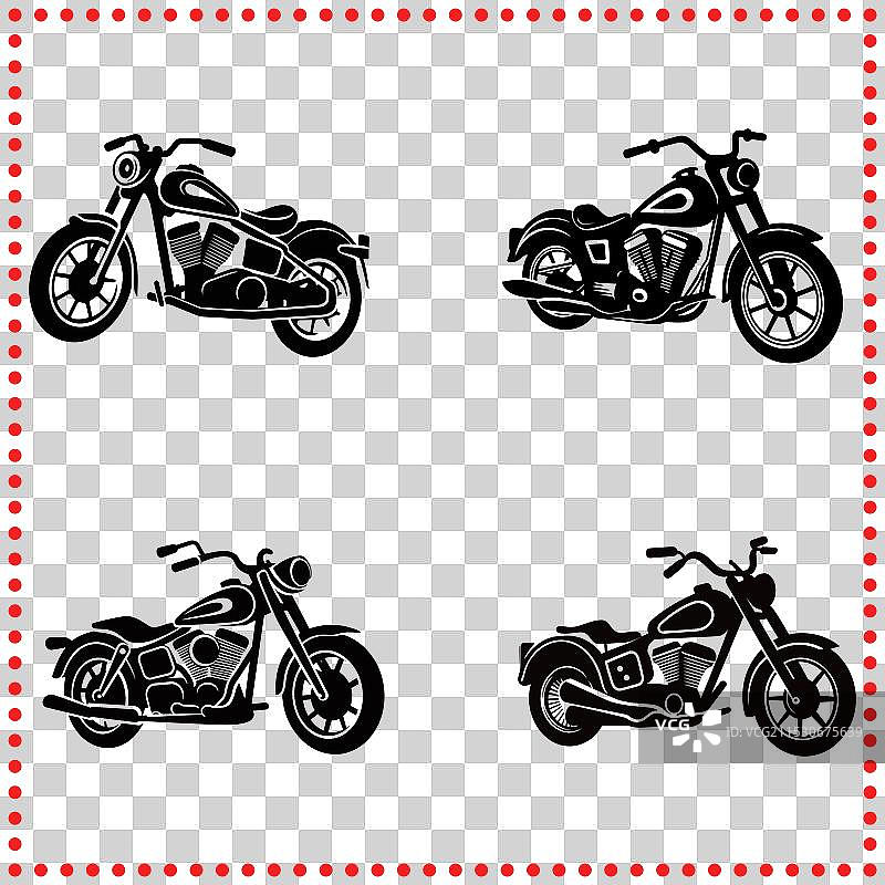 复古自行车剪影用于定制摩托车和图片素材