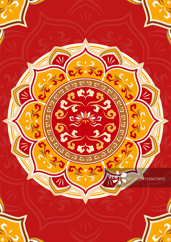 红黄莲花纹样背景图片素材