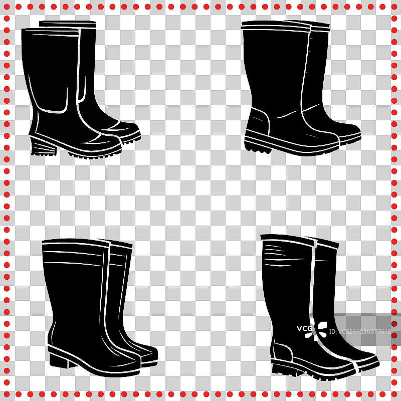 花园和自然的橡胶靴剪影图片素材