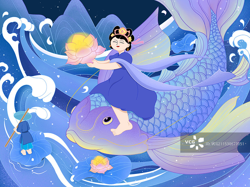 处暑节气国潮风插画图片素材