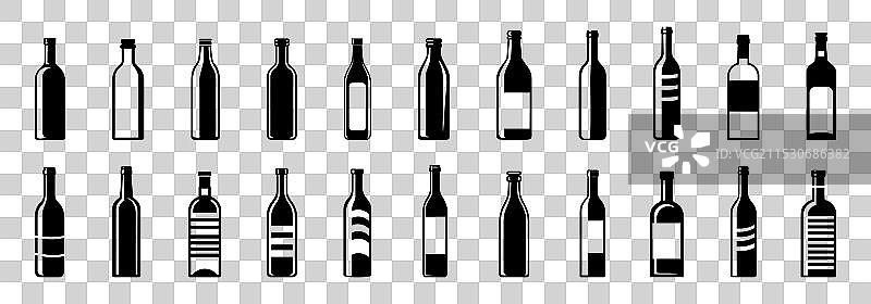 各种酒瓶轮廓孤立图像图片素材