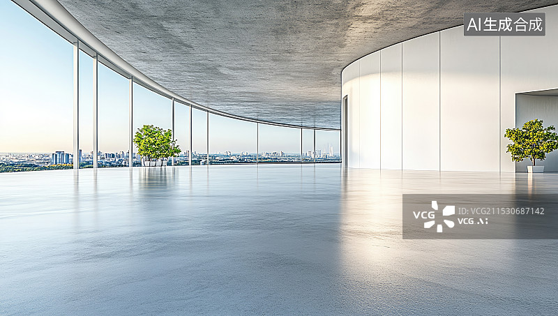 【AI数字艺术】明亮干净的室内空间背景图片素材