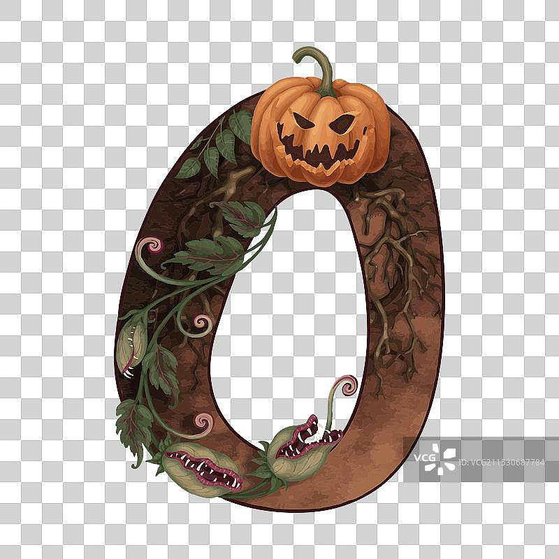 万圣节的数字零与南瓜灯图片素材