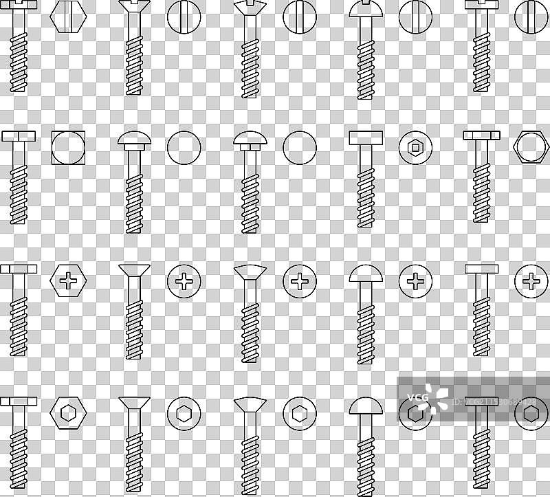 可编辑线条的螺栓类型图标图片素材