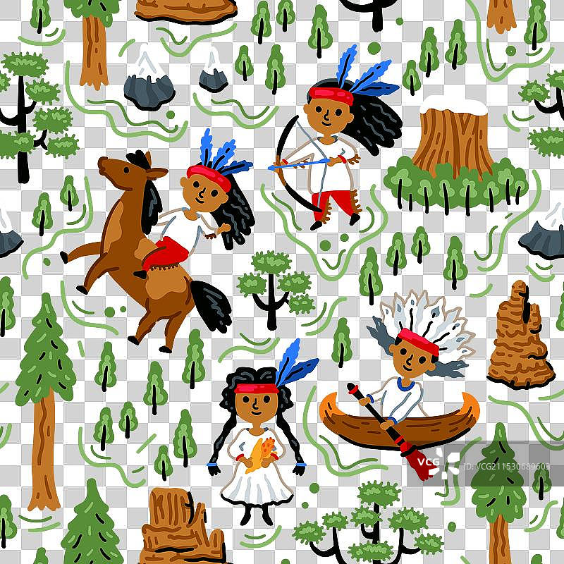 明亮的儿童无缝图案与图片素材