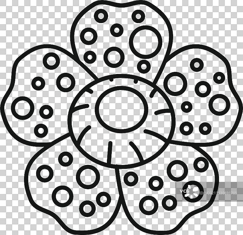 大王花图标，展示五片花瓣图片素材