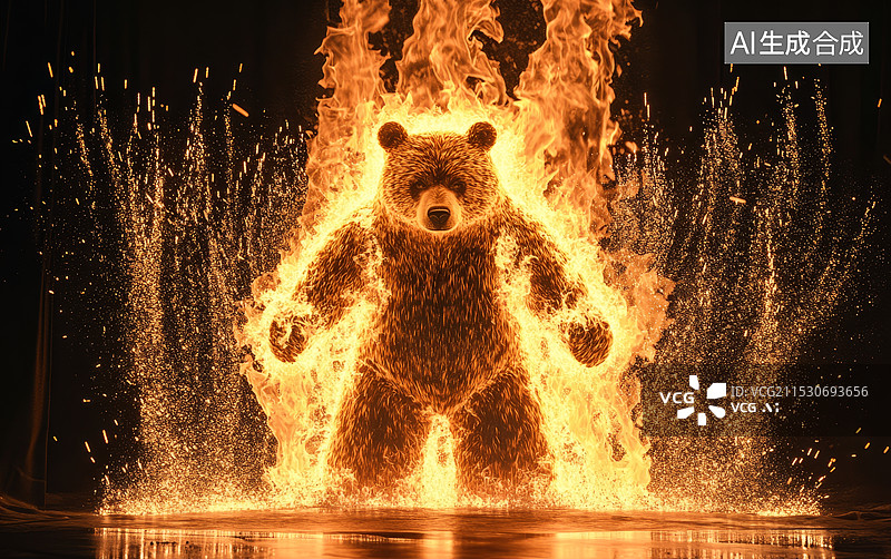 【AI数字艺术】熊与火焰的结合图片素材