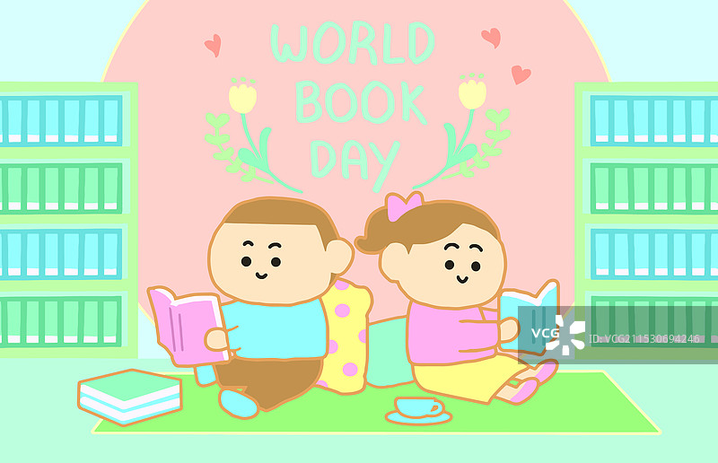 一对情侣在图书馆快乐地阅读图片素材