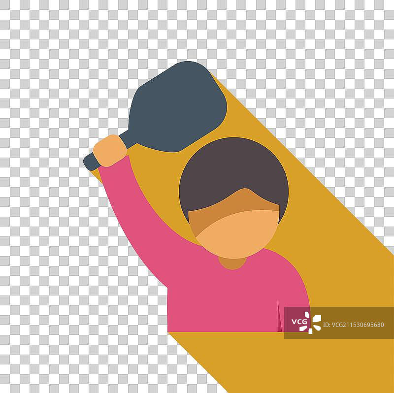 年轻运动员高举着皮克球拍图片素材