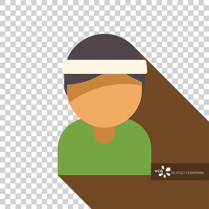 年轻运动员佩戴头带的扁平图标图片素材