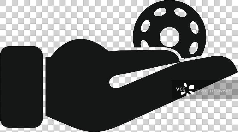 手握地板曲棍球球图标，简约风格图片素材