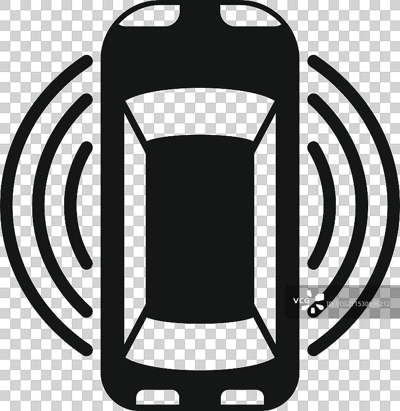 智能汽车停车传感器图标，显示自动驾驶功能图片素材