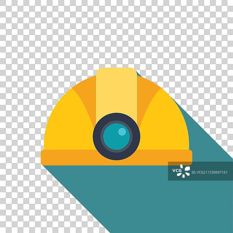 黄色矿工头盔配有头灯手电筒图片素材