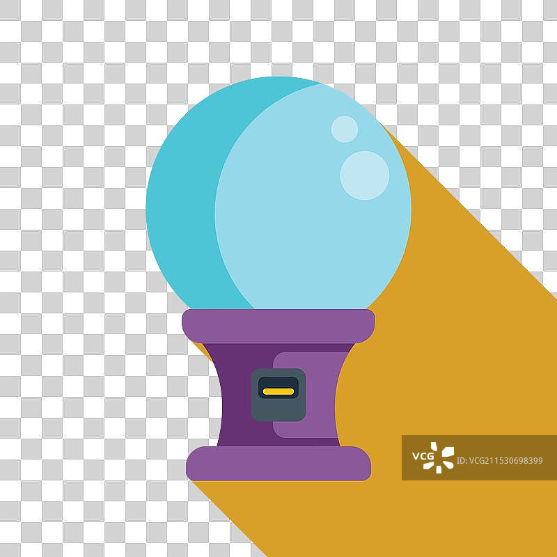 水晶球放在紫色底座上，旁边有黄色元素图片素材