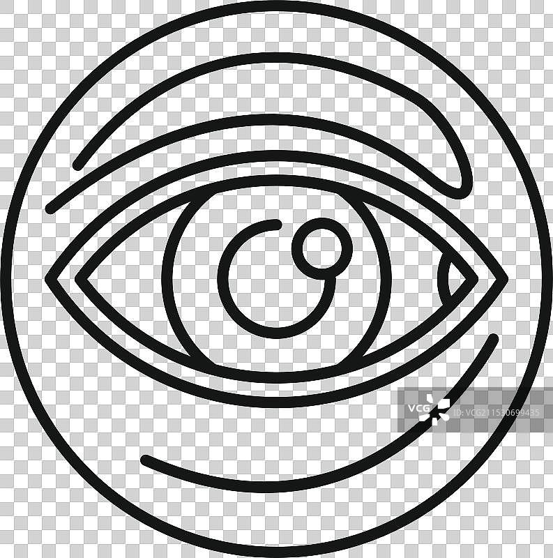 人眼观察，周围环绕着圆形线条艺术图片素材