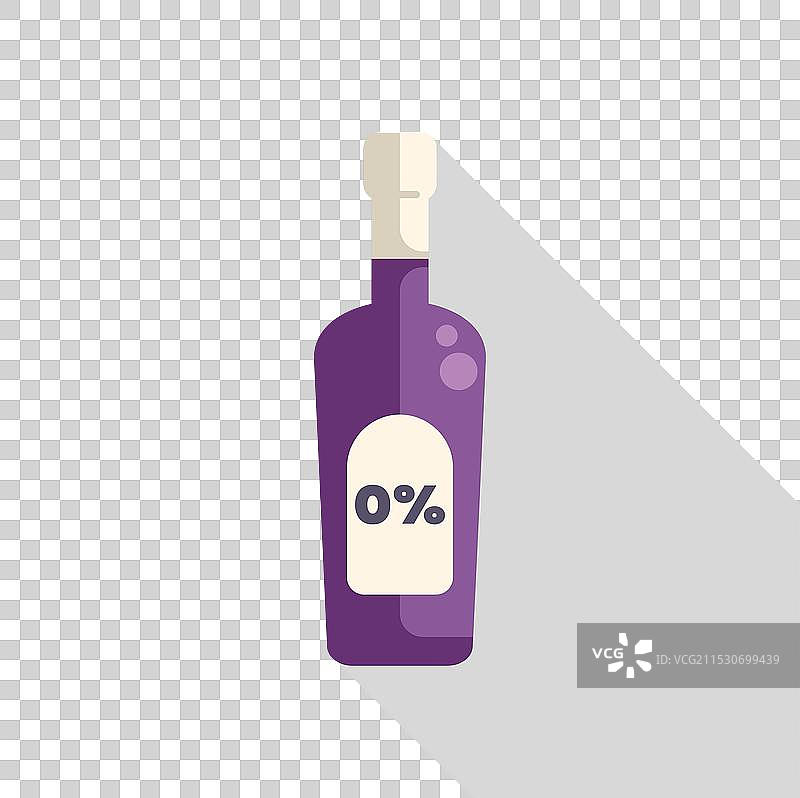 零酒精葡萄酒瓶，含酒精百分之零图片素材