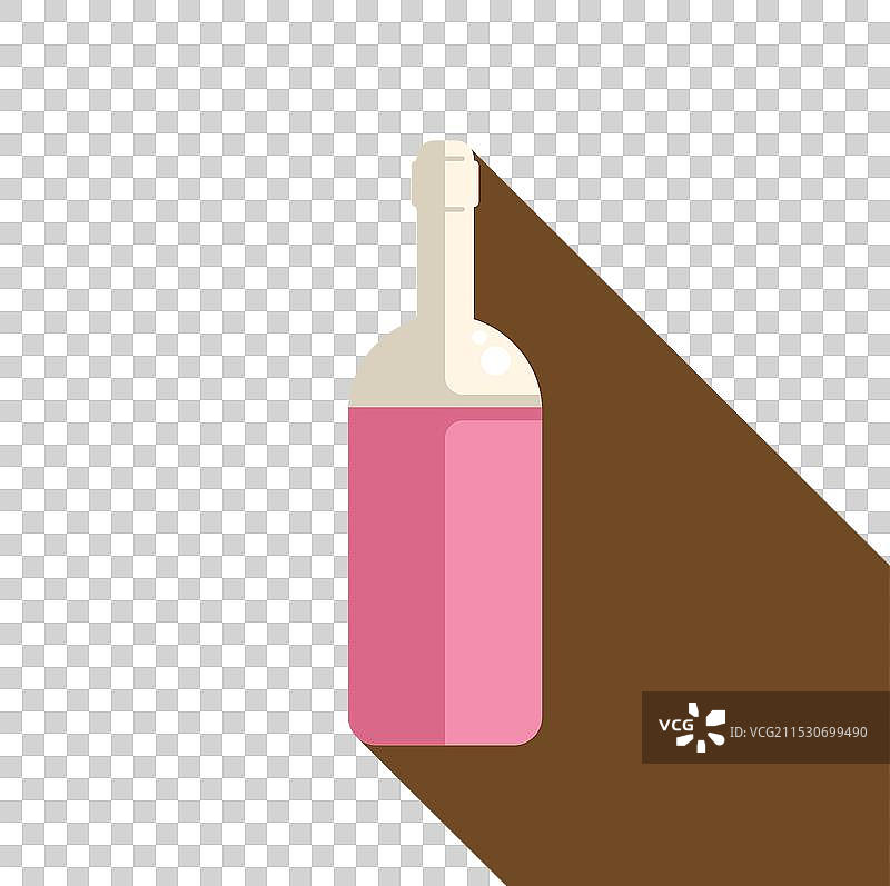粉色酒瓶在棕色背景上投下长长的阴影图片素材