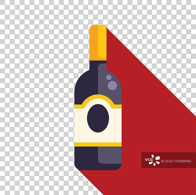 红色背景上带有长影子的酒瓶图片素材