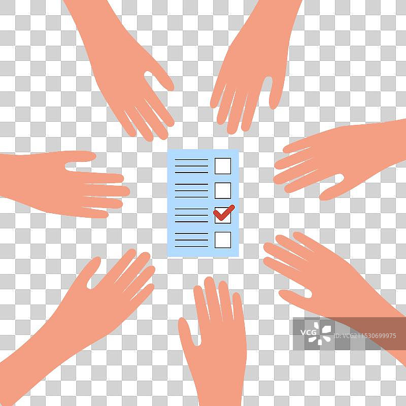 2024年投票，手伸向投票选票的人们图片素材