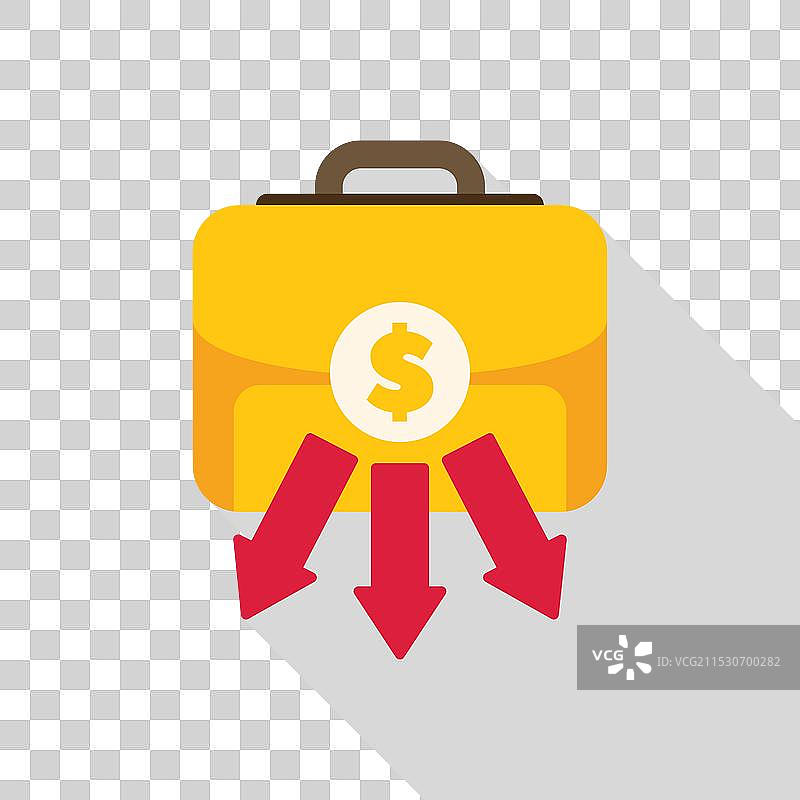 黄色公文包掉落着钱，三张向下的钞票图片素材