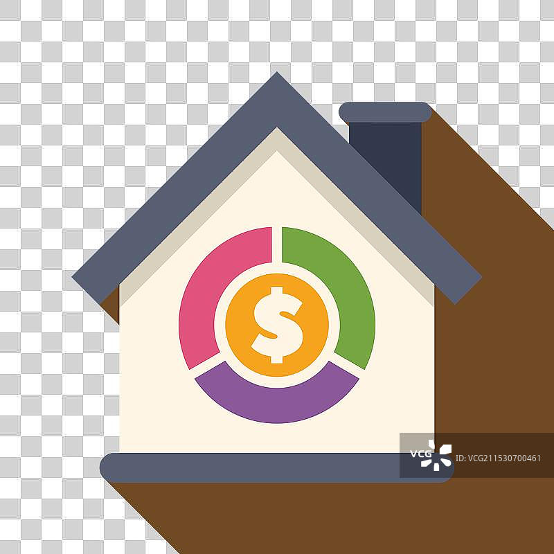 房子展示了一个带有美元符号的饼图图片素材