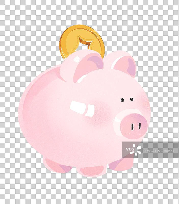 手绘金币小猪存钱罐插画元素图片素材