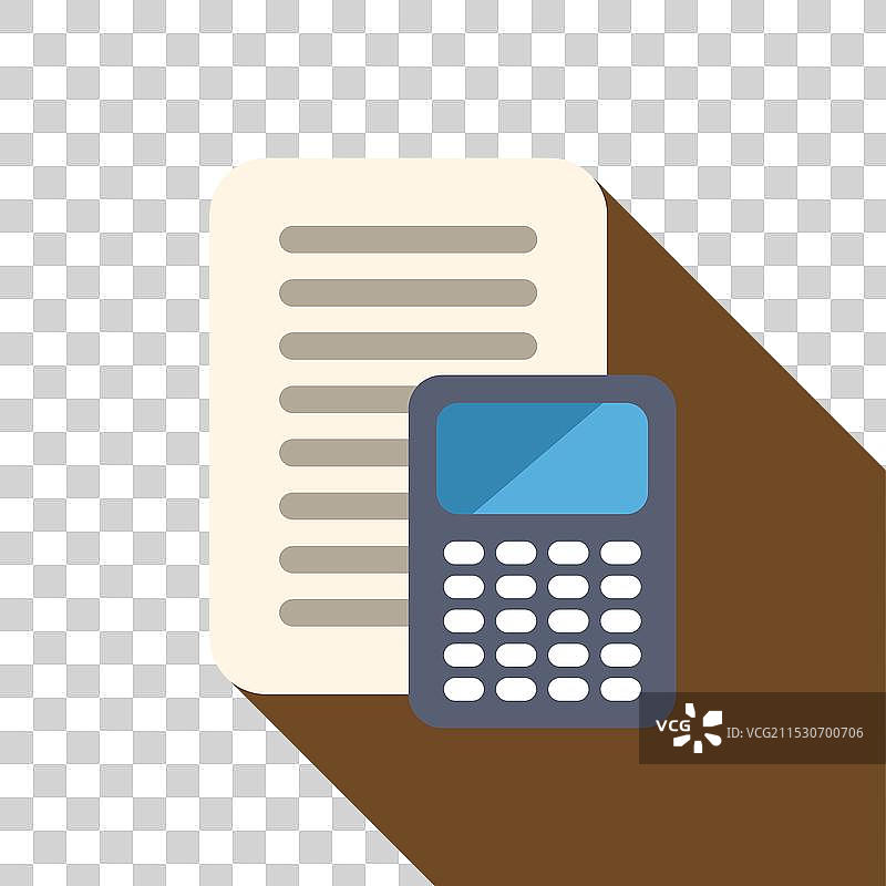 计算器放在带有数字的文件旁边图片素材