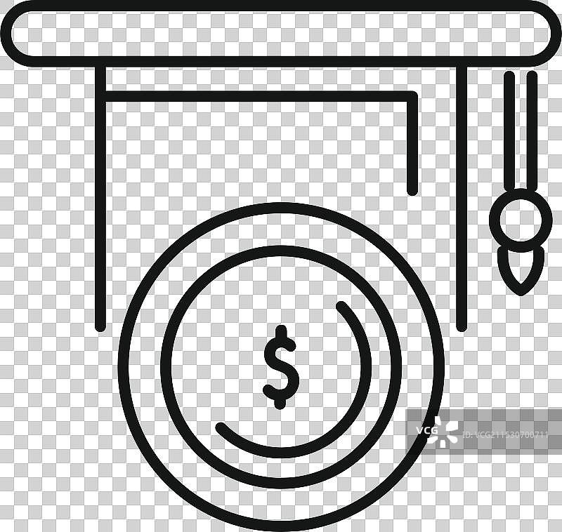 毕业帽悬挂在美元硬币上图片素材