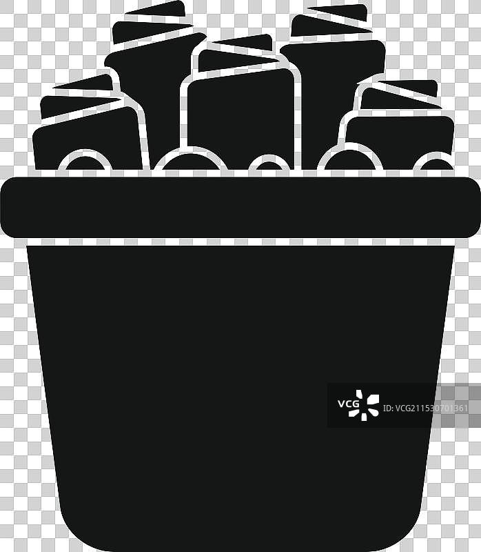 装满皱纸球的垃圾桶图标图片素材