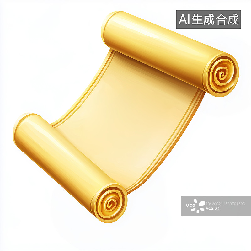 【AI数字艺术】3D黄色空白卷轴插画图标元素图片素材