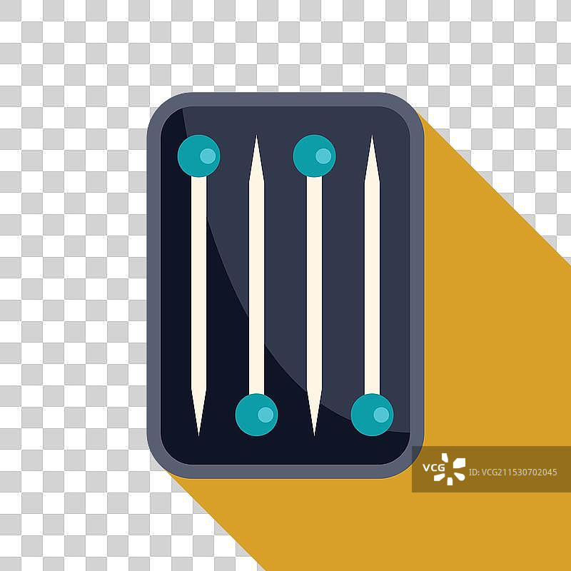 一盒四个带圆形蓝色头的别针图片素材