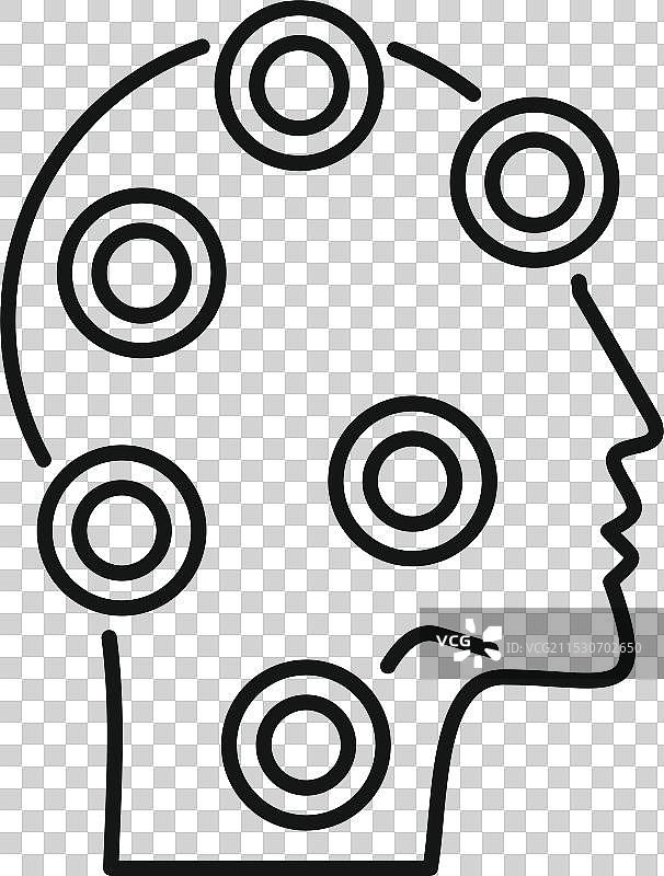 人头侧面轮廓展示神经网络的运作图片素材