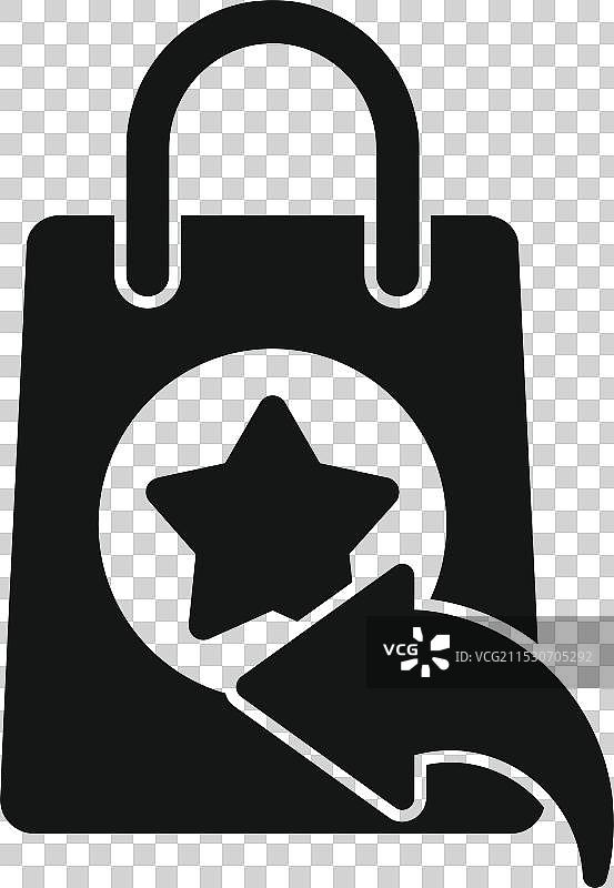 带有星星和撤销箭头的购物袋图片素材